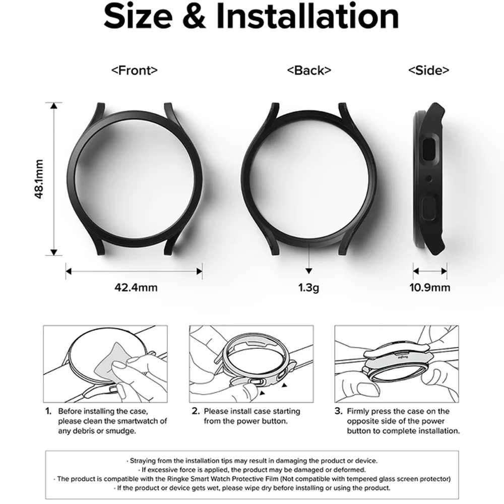Picture of Samsung Galaxy Watch 5 40mm Case | Ringke Slim Case Durable PC Protection Case for Samsung Galaxy Watch 5 Series 40mm (Dark Chrome)