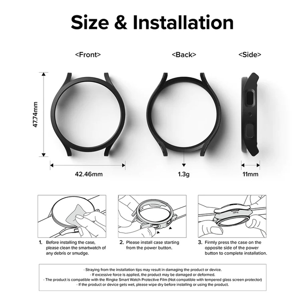 Picture of Samsung Galaxy Watch 6 40mm Case | Ringke Slim Case Durable Protection PC Case for Samsung Galaxy Watch 6 Series 40mm (Clear and Chrome)