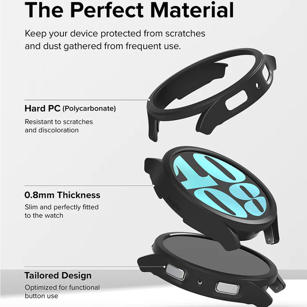 Picture of Samsung Galaxy Watch 6 44mm Case | Ringke Slim Case Durable Protection PC Case for Samsung Galaxy Watch 6 Series 44mm (Clear and Chrome)