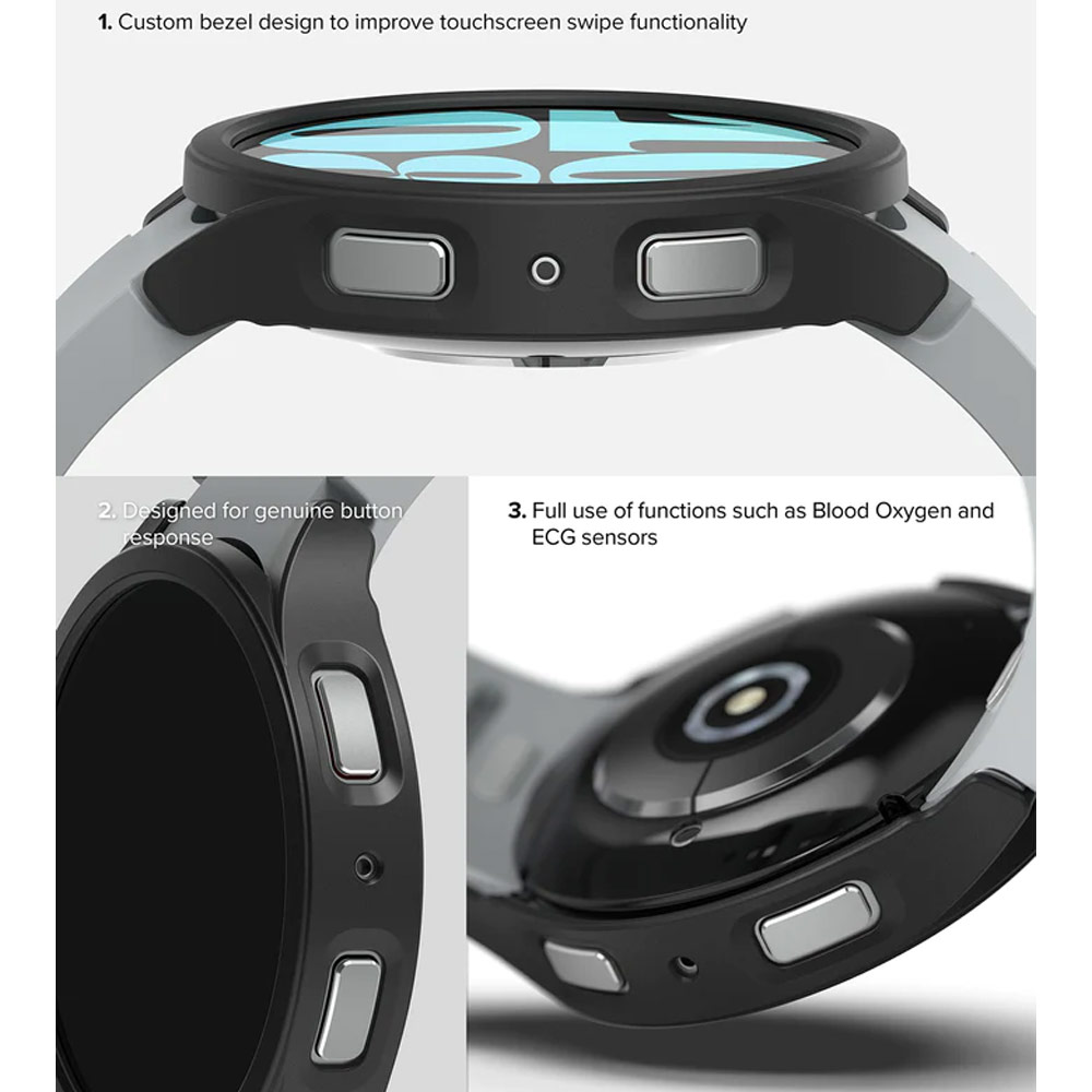 Picture of Samsung Galaxy Watch 6 44mm Case | Ringke Slim Case Durable Protection PC Case for Samsung Galaxy Watch 6 Series 44mm (Clear and Chrome)