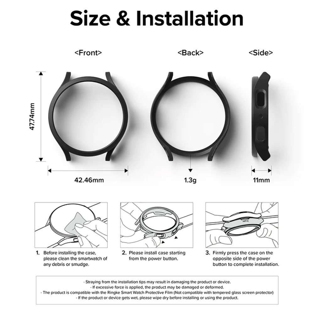 Picture of Samsung Galaxy Watch 6 44mm Case | Ringke Slim Case Durable Protection PC Case for Samsung Galaxy Watch 6 Series 44mm (Clear and Chrome)