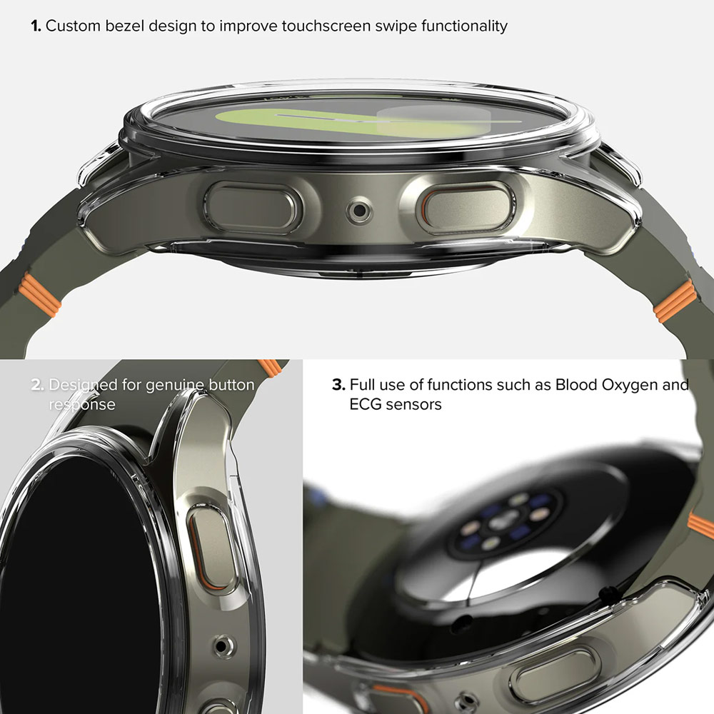 Picture of Samsung Galaxy Watch 7 40mm Case | Ringke Slim Case and Tempered Glass Screen Protector for Samsung Galaxy Watch 7 40mm (Clear)