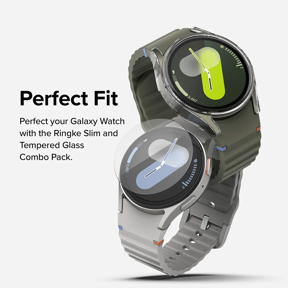 Picture of Samsung Galaxy Watch 7 44mm Case | Ringke Slim Case and Tempered Glass Screen Protector for Samsung Galaxy Watch 7 44mm (Clear)