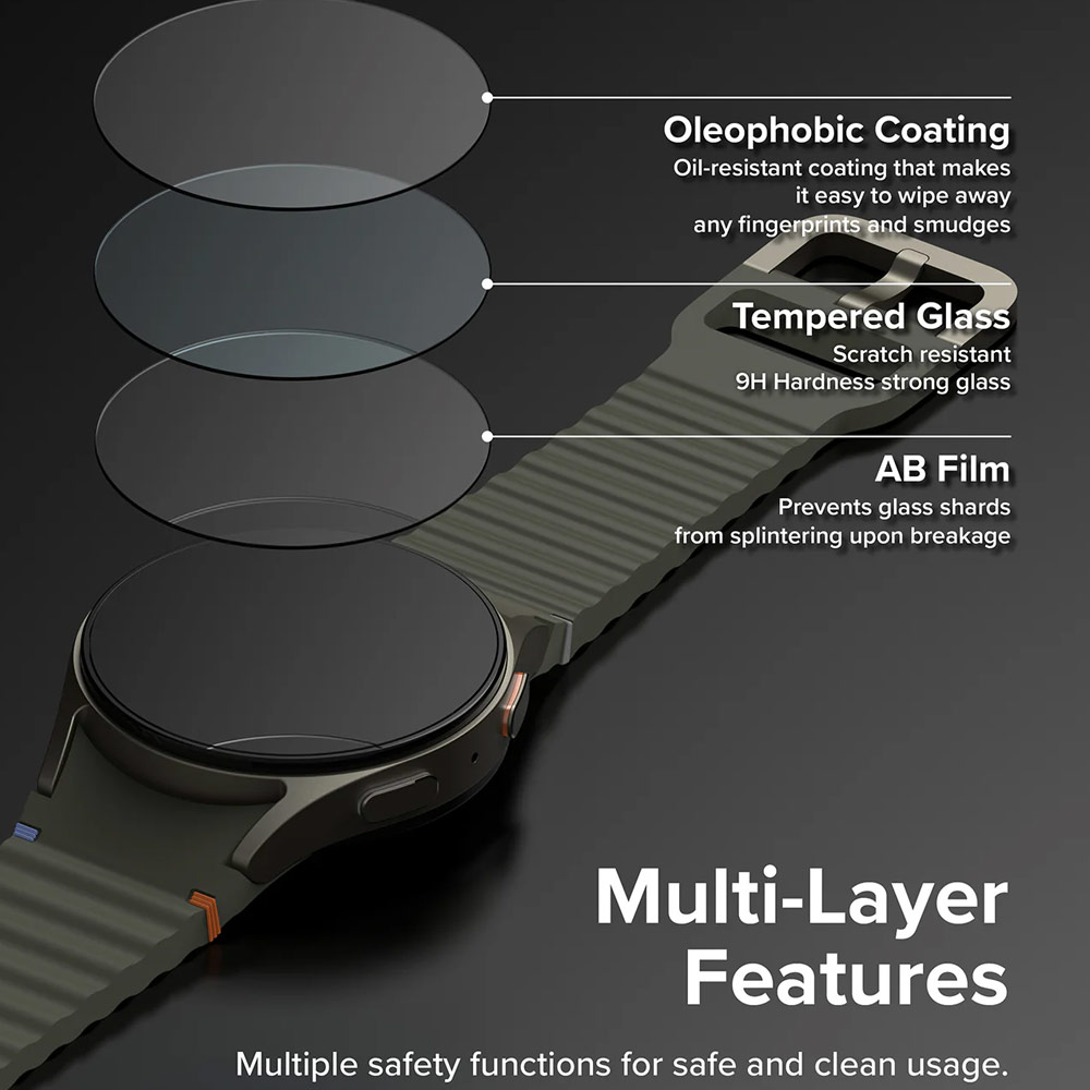 Picture of Samsung Galaxy Watch 7 44mm Case | Ringke Slim Case and Tempered Glass Screen Protector for Samsung Galaxy Watch 7 44mm (Clear)