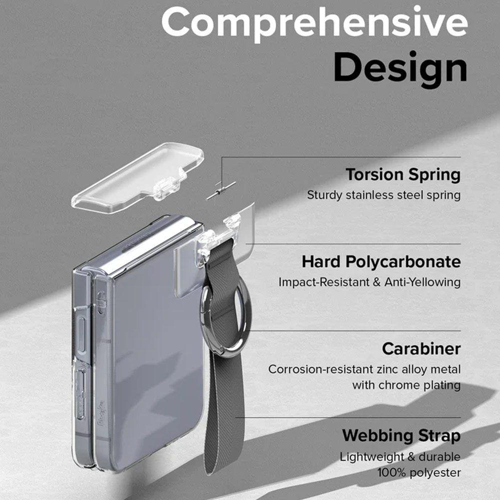 Picture of Samsung Galaxy Z Flip 4  | Ringke Hinge Cover wirh Ring Strap for Samsung Galaxy Z Flip 4 Flip 3 (Dark Gray)