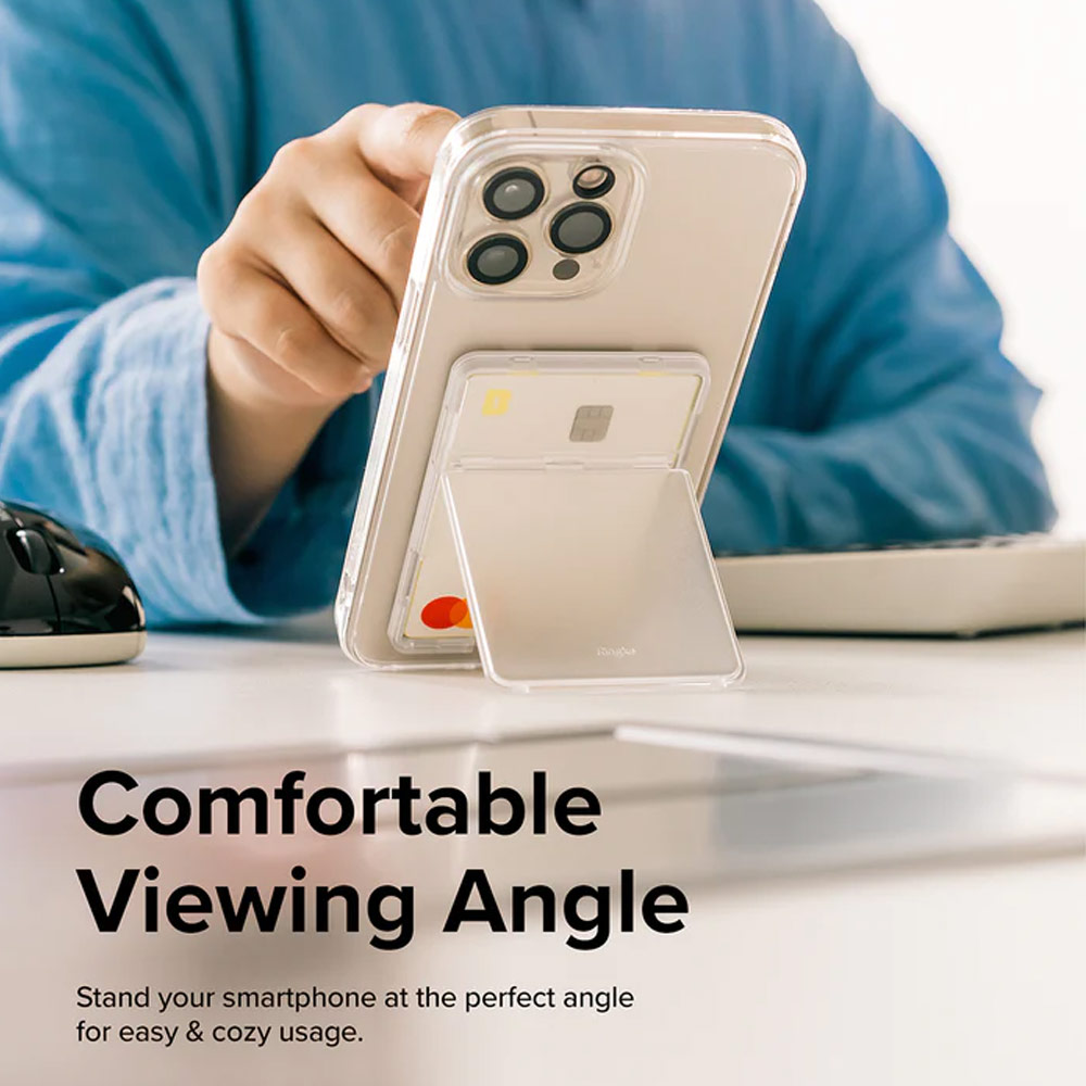 Picture of Ringke 2 in 1 Adhesive Card Holder Stand Slot Kickstand with High Quality PC Material for Smartphone (Clear Mist)