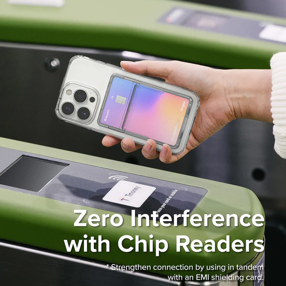 Picture of Ringke 2 in 1 Adhesive Card Holder Stand Slot Kickstand with High Quality PC Material for Smartphone (Clear Mist)