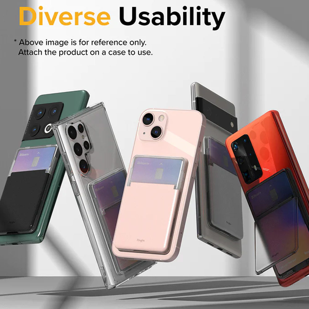 Picture of Ringke 2 in 1 Adhesive Card Holder Stand Slot Kickstand with High Quality PC Material for Smartphone (Clear Mist)