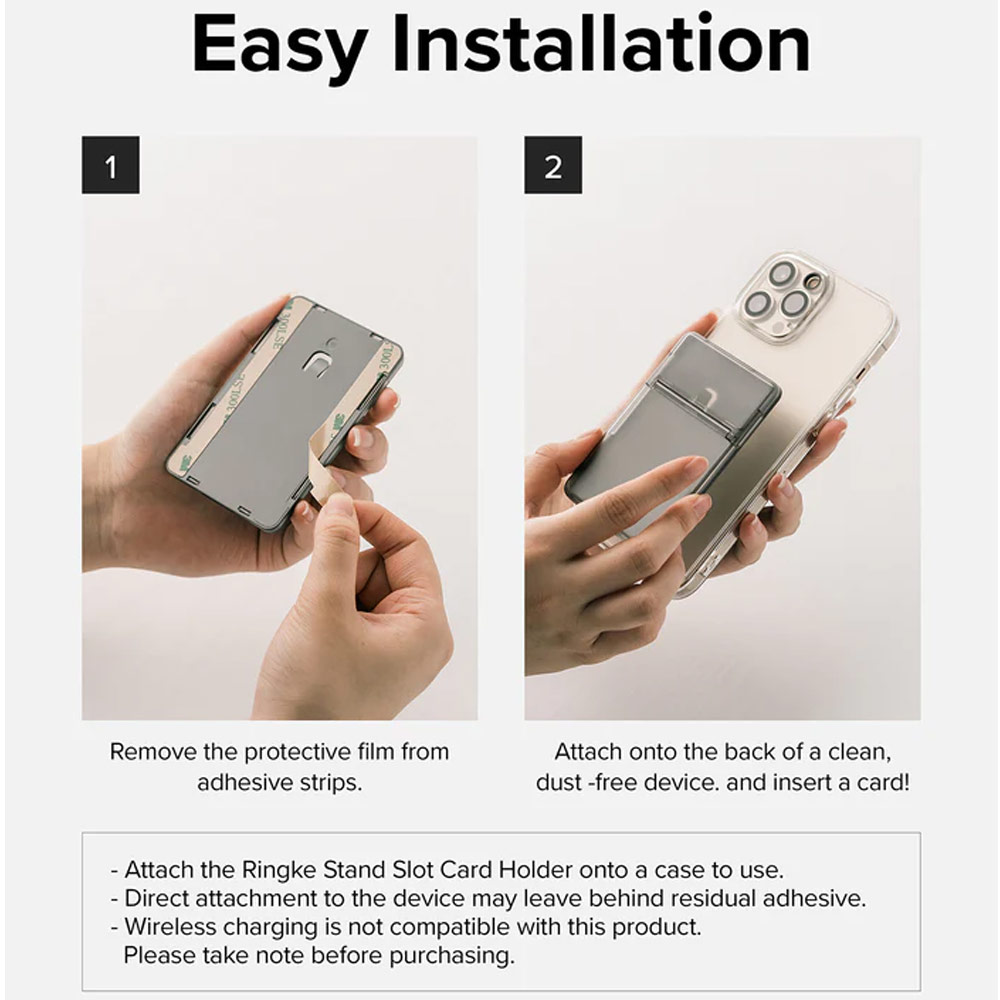 Picture of Ringke 2 in 1 Adhesive Card Holder Stand Slot Kickstand with High Quality PC Material for Smartphone (Clear Mist)