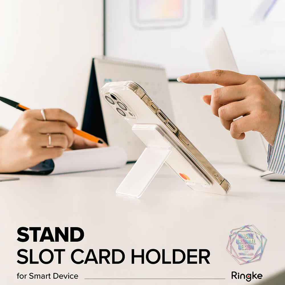 Picture of Ringke 2 in 1 Adhesive Card Holder Stand Slot Kickstand with High Quality PC Material for Smartphone (Clear Mist)