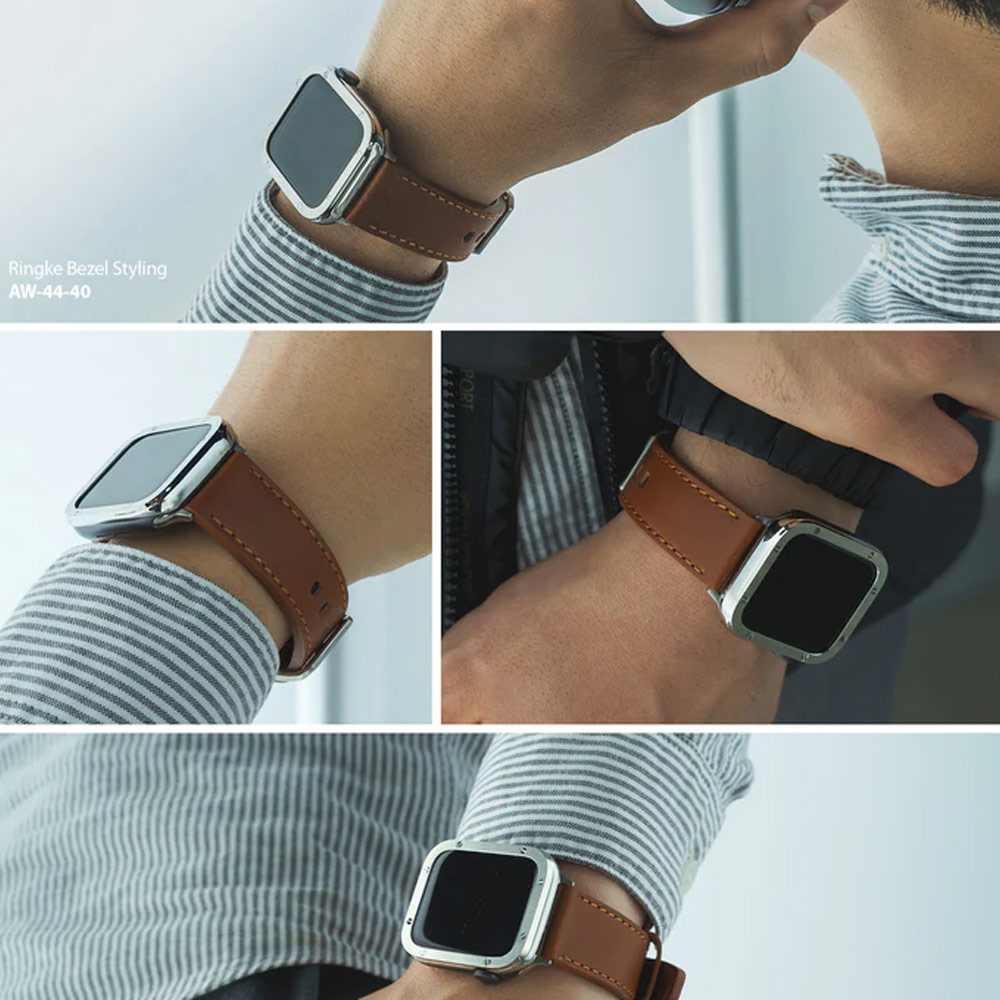 Picture of Apple Watch 49mm	Ultra 3  | Ringke Genuine Leather One Classic Strap for Apple Watch Series 4 5 6 8 9 42mm 44mm 45mm 49mm Ultra (Black)