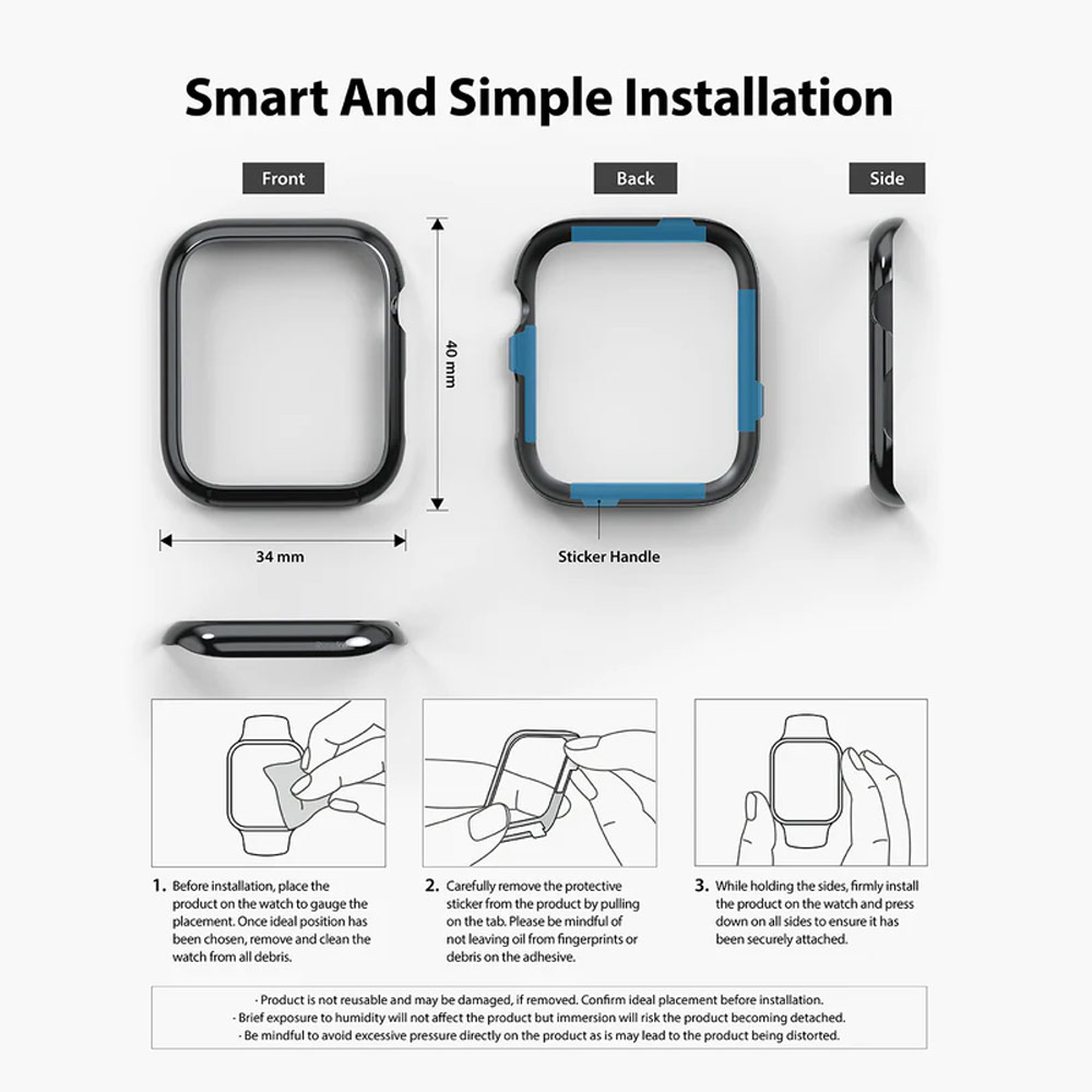 Picture of Apple Watch 40mm  | Ringke Adhesive Stainless Steel  Bezel Styling for Apple Watch Series 4 5 6 SE 40mm (Graphite)