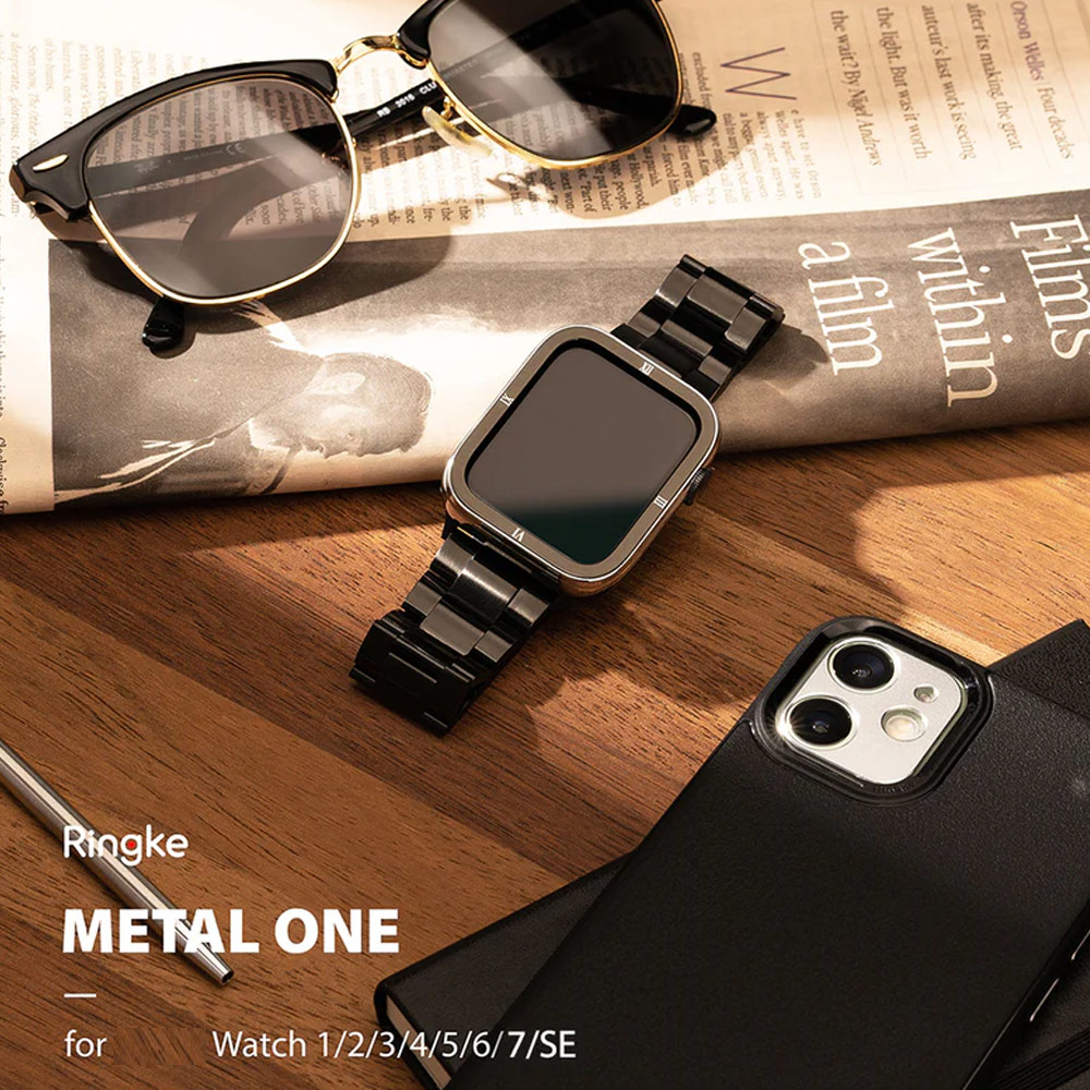 Picture of Apple Watch 42mm | Ringke Stainless Steel Metal One Band Strap for Apple Watch Series 4 5 6 8 42mm 44mm 45mm 49mm Ultra (Silver)