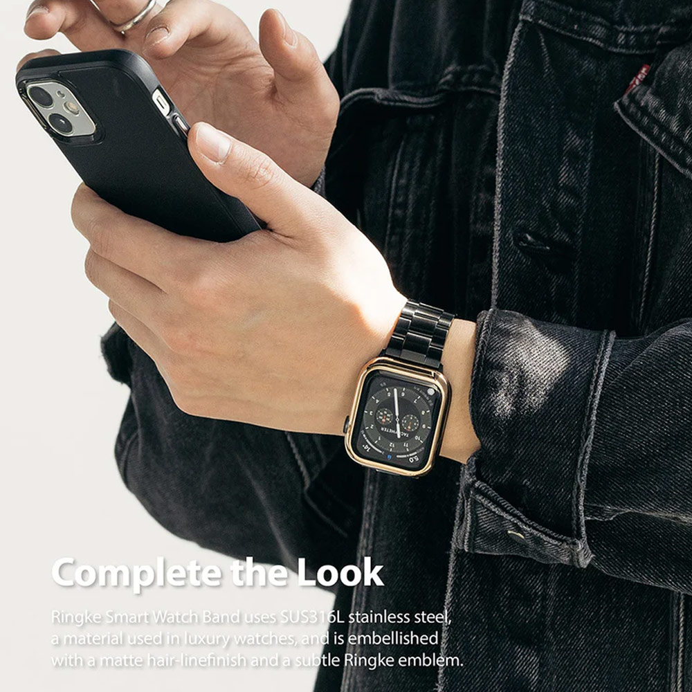 Picture of Apple Watch 42mm | Ringke Stainless Steel Metal One Band Strap for Apple Watch Series 4 5 6 8 42mm 44mm 45mm 49mm Ultra (Silver)
