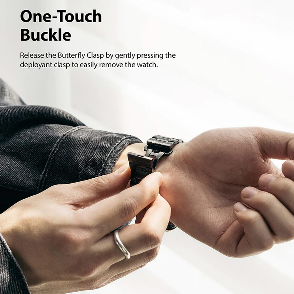 Picture of Apple Watch 42mm | Ringke Stainless Steel Metal One Band Strap for Apple Watch Series 4 5 6 8 42mm 44mm 45mm 49mm Ultra (Silver)