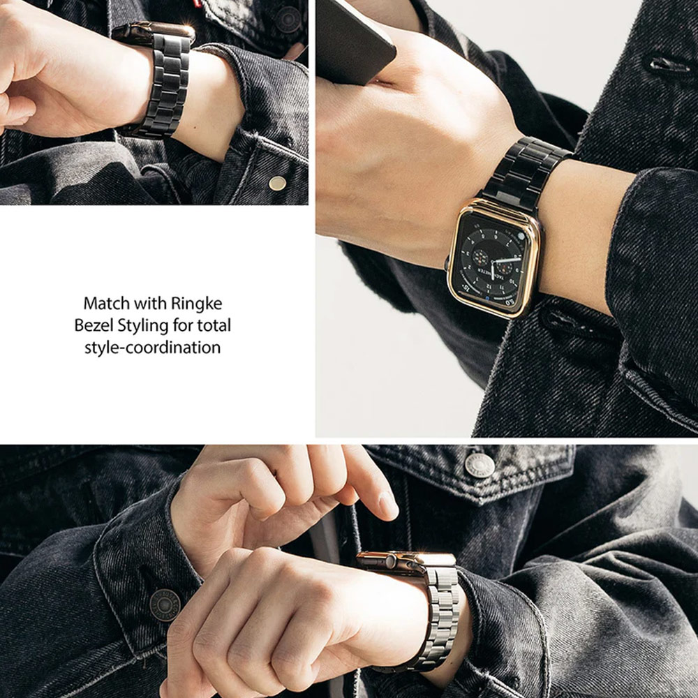 Picture of Apple Watch 42mm | Ringke Stainless Steel Metal One Band Strap for Apple Watch Series 4 5 6 8 42mm 44mm 45mm 49mm Ultra (Silver)