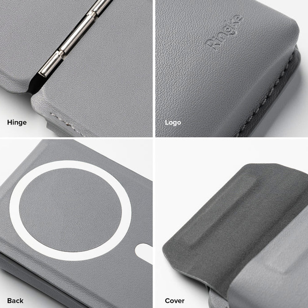 Picture of Apple iPhone 13 6.1 | Ringke Snap Magnetic Stand Pocket Magnetic Stand for iPhone 14 iPhone 15 Pro Max Card Holder Phone Stand (Light Gray)