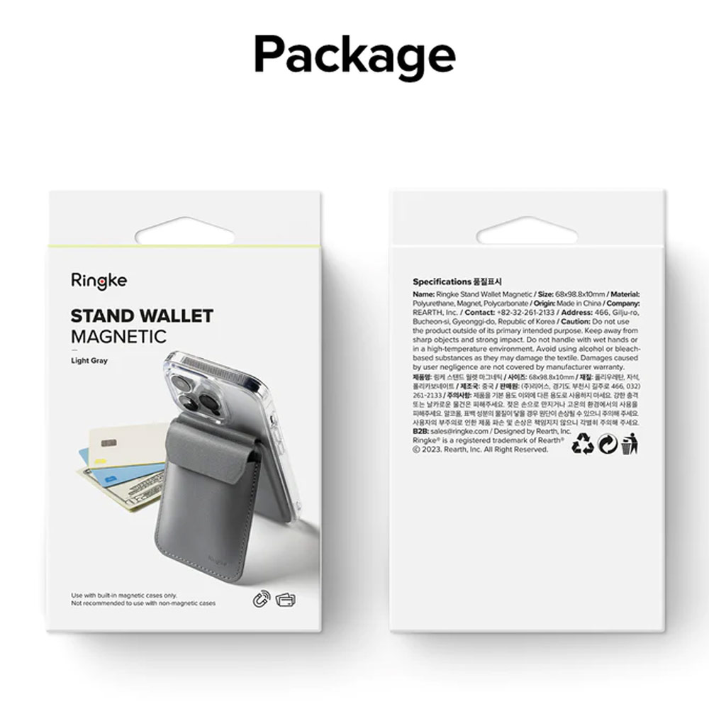 Picture of Apple iPhone 13 6.1 | Ringke Snap Magnetic Stand Wallet Magnetic Stand for iPhone 14 iPhone 15 Pro Max Card Holder Phone Stand (Light Gray)