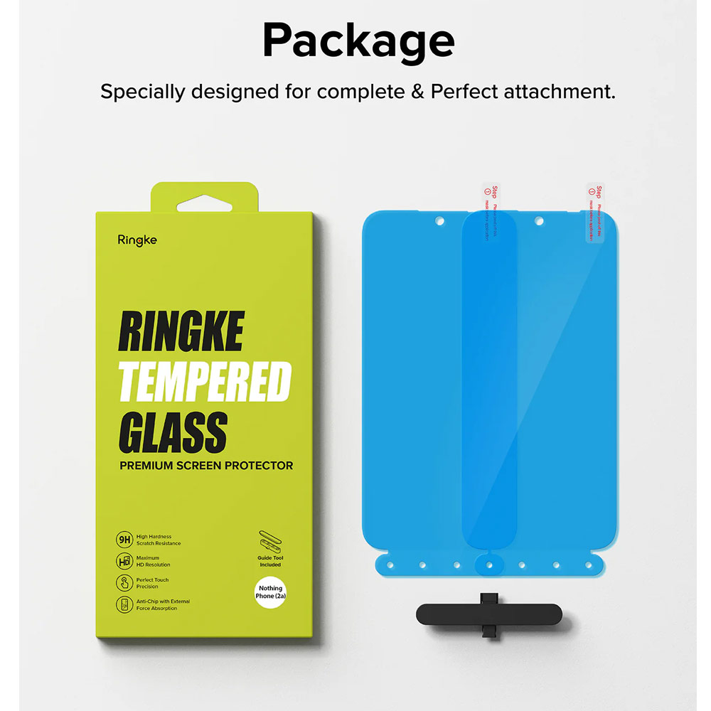 Picture of Nothing Phone 2a Screen Protector | Ringke Tempered Glass Screen Protector with Installation Jig for Nothing Phone 2a (Clear 2pcs Pack)