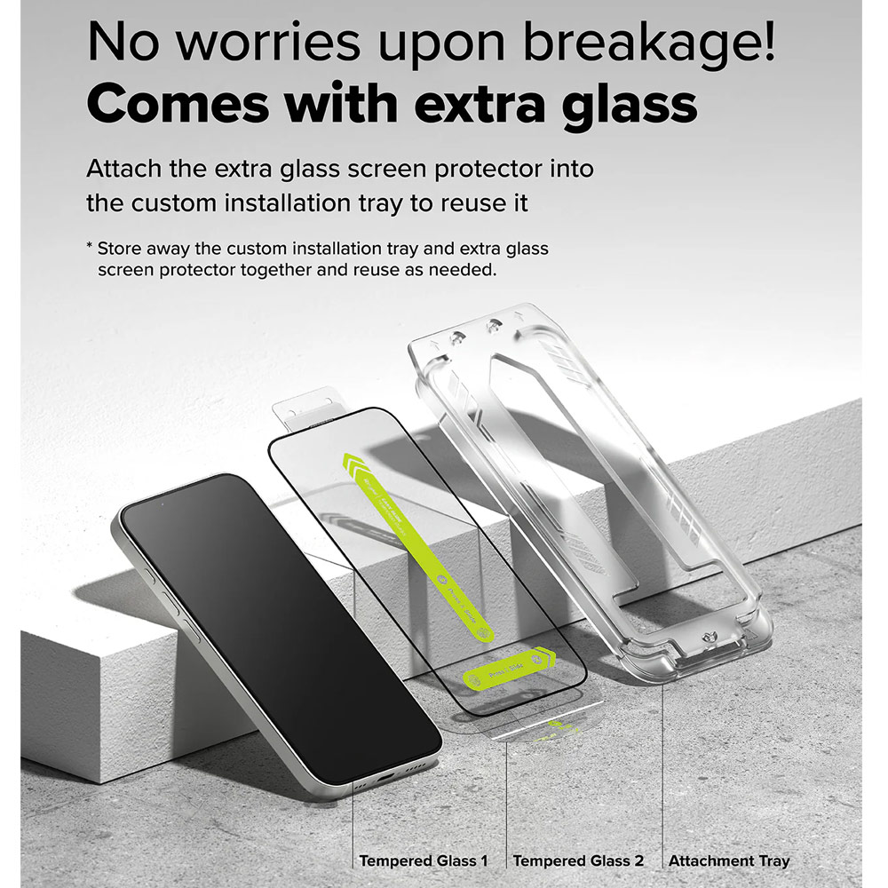 Picture of Apple iPhone 13 6.1 Screen Protector | Ringke Easy Slide Tempered Glass Screen Protector for iPhone 16e 14 13 13 Pro (Clear) 2pcs