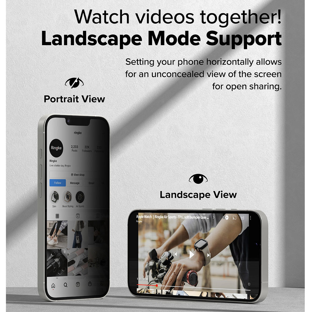 Picture of Apple iPhone 13 6.1 Screen Protector | Ringke Easy Slide Tempered Glass Screen Protector for iPhone 16e 14 13 13 Pro (Privacy Anti Peep) 2pcs