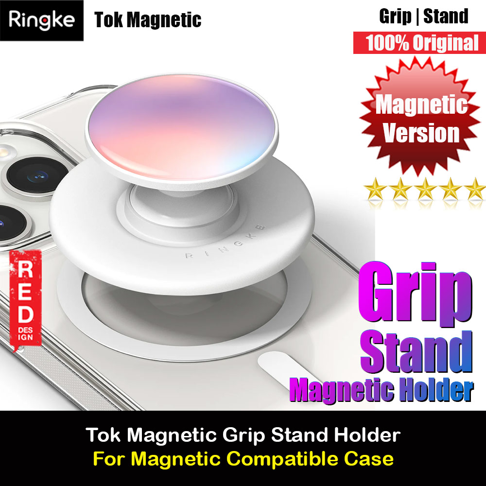 Picture of Ringke Tok Magnetic Grip Stand Holder Popsocket similar Grip Holder (Glossy Aurora) Red Design- Red Design Cases, Red Design Covers, iPad Cases and a wide selection of Red Design Accessories in Malaysia, Sabah, Sarawak and Singapore 