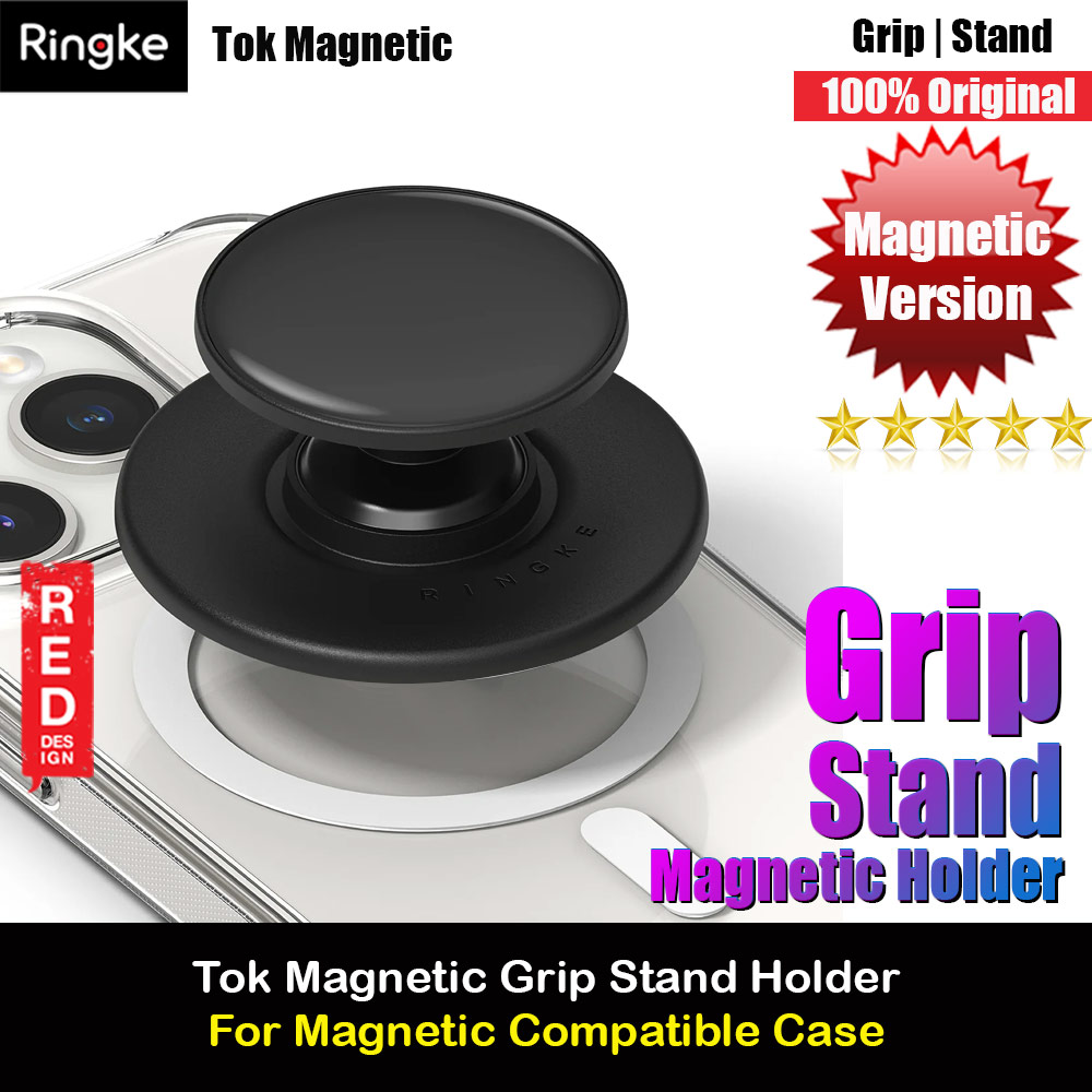 Picture of Ringke Tok Magnetic Grip Stand Holder Popsocket similar Grip Holder (Glossy Black) Red Design- Red Design Cases, Red Design Covers, iPad Cases and a wide selection of Red Design Accessories in Malaysia, Sabah, Sarawak and Singapore 
