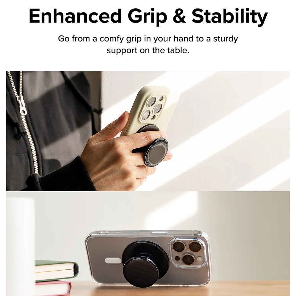 Picture of Ringke Tok Magnetic Grip Stand Holder Popsocket similar Grip Holder (Glossy Black)