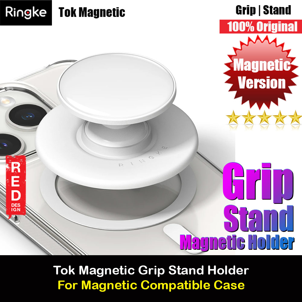 Picture of Ringke Tok Magnetic Grip Stand Holder Popsocket similar Grip Holder (Glossy White) Red Design- Red Design Cases, Red Design Covers, iPad Cases and a wide selection of Red Design Accessories in Malaysia, Sabah, Sarawak and Singapore 