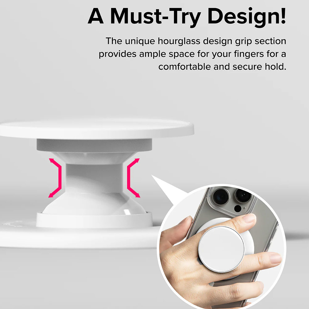Picture of Ringke Tok Magnetic Grip Stand Holder Popsocket similar Grip Holder (Glossy White)