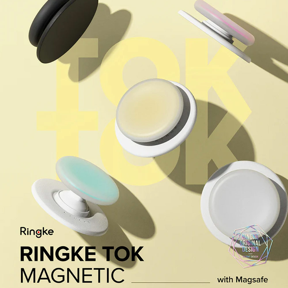 Picture of Ringke Tok Magnetic Grip Stand Holder Popsocket similar Grip Holder (Ice White)
