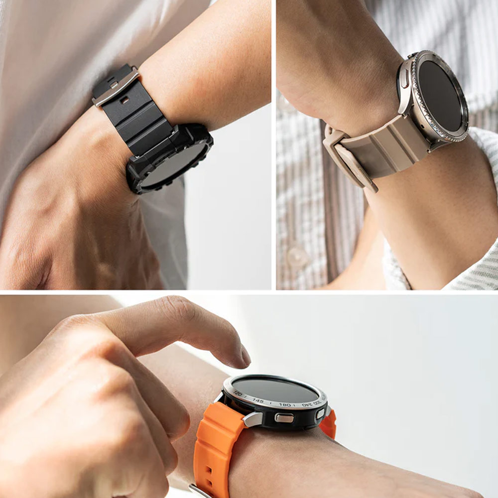 Picture of Samsung Galaxy Watch 4 40mm | Ringke TPU Rubber One Band Bold Waterproof Sweat Proof Strap Watch Lug 20mm for Galaxy Watch Series 3 4 5 5 Pro Active 40mm 41mm 42mm 44mm 45mm 45mm (Black)