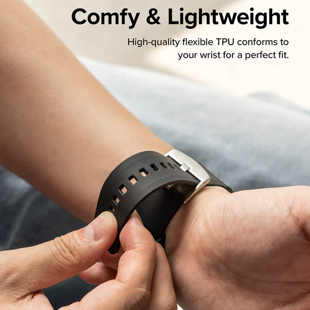 Picture of Samsung Galaxy Watch 4 40mm | Ringke TPU Rubber One Band Bold Waterproof Sweat Proof Strap Watch Lug 20mm for Galaxy Watch Series 3 4 5 5 Pro Active 40mm 41mm 42mm 44mm 45mm 45mm (Black)