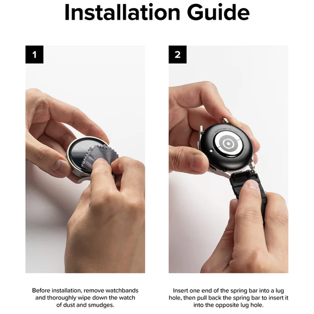 Picture of Samsung Galaxy Watch 4 40mm | Ringke TPU Rubber One Band Bold Waterproof Sweat Proof Strap Watch Lug 20mm for Galaxy Watch Series 3 4 5 5 Pro Active 40mm 41mm 42mm 44mm 45mm 45mm (Black)