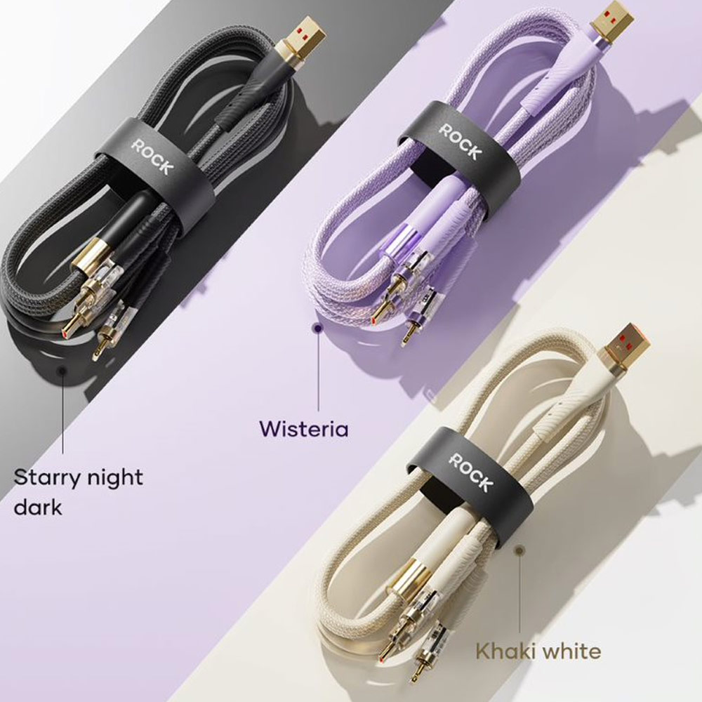 Picture of ROCK 3 in 1 USB Cable 100W Fast Charging Type C Micro PD Lightning Cable For iPhone  Xiaomi Samsung VOOC OPPO OnePlus Realme Fast Charge (Khakis White)