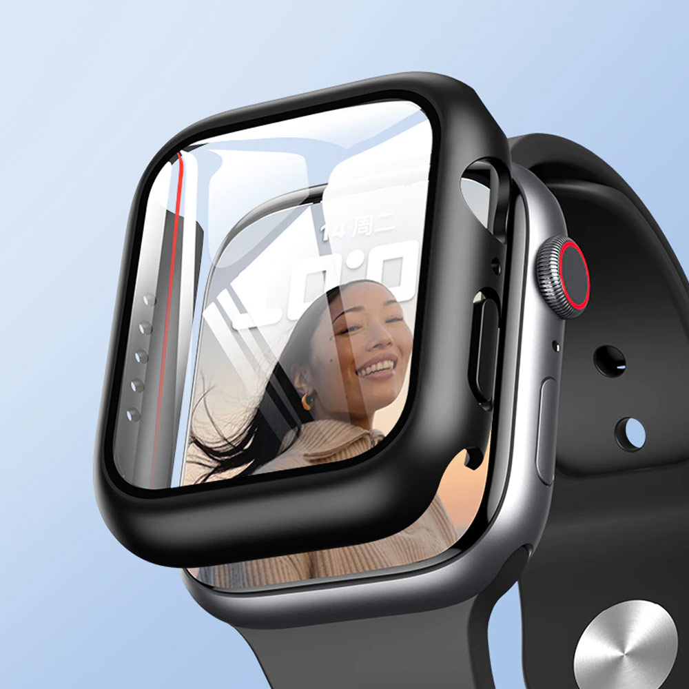 Picture of Apple Watch 41mm Case | Rock Integrated Case with High Sensitivity Touch 9H Tempered Glass for Apple Watch 41mm (Black)