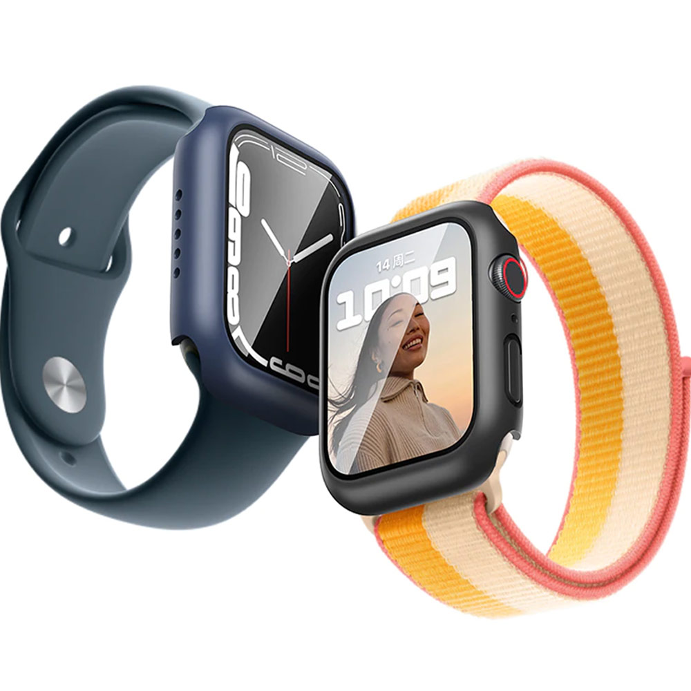 Picture of Apple Watch 41mm Case | Rock Integrated Case with High Sensitivity Touch 9H Tempered Glass for Apple Watch 41mm (Black)