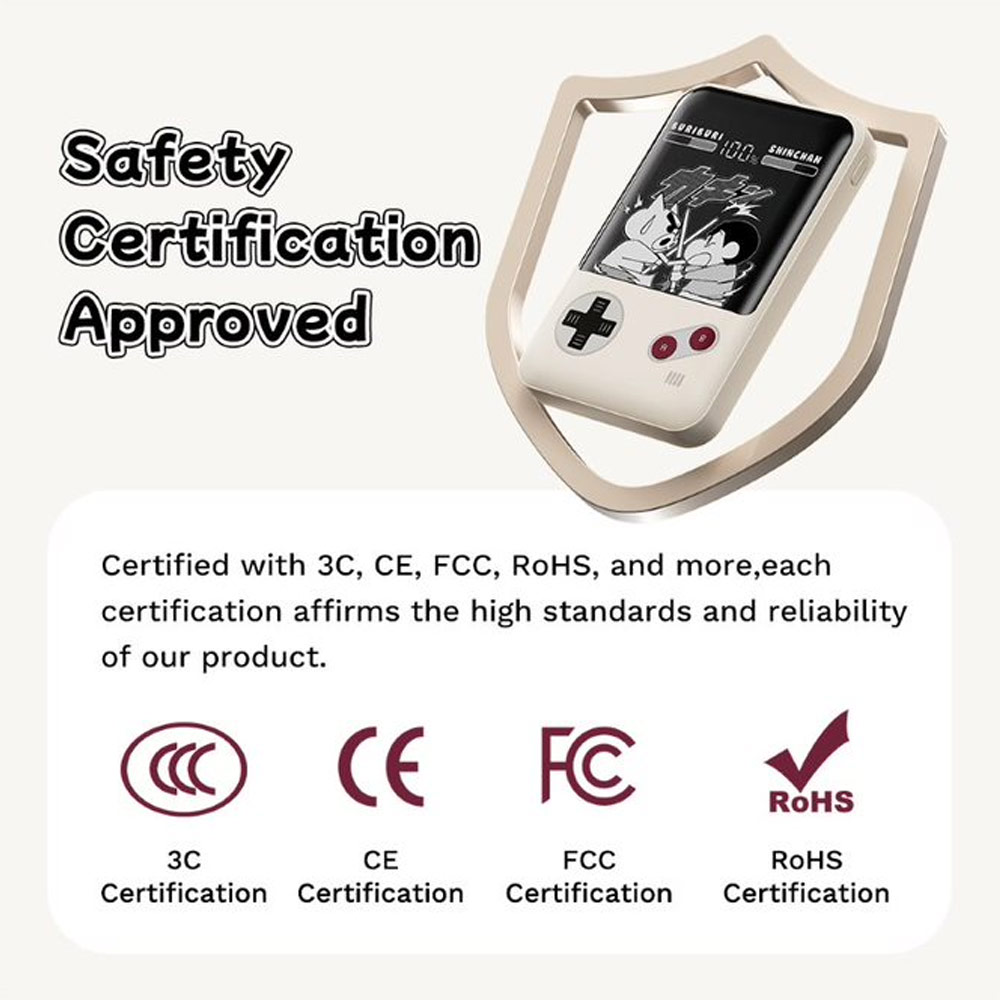 Picture of Rock CCC 3C Certified Power Bank Mini Compact Size PD 20W 20000mAh Travel Portable Small Palm Size Compact Mini Power Bank powerbank with Multiple Built in Cable USB C USB L (Crayon Shin Chan)