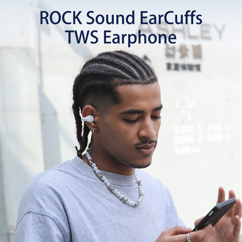 Picture of ROCK Ambie Sound EarCuffs TWS Earphone Bluetooth 5.2 Dual Stereo Touch Control Long Standby HIFI Ear Hook Headset Sport Earbuds (Black)