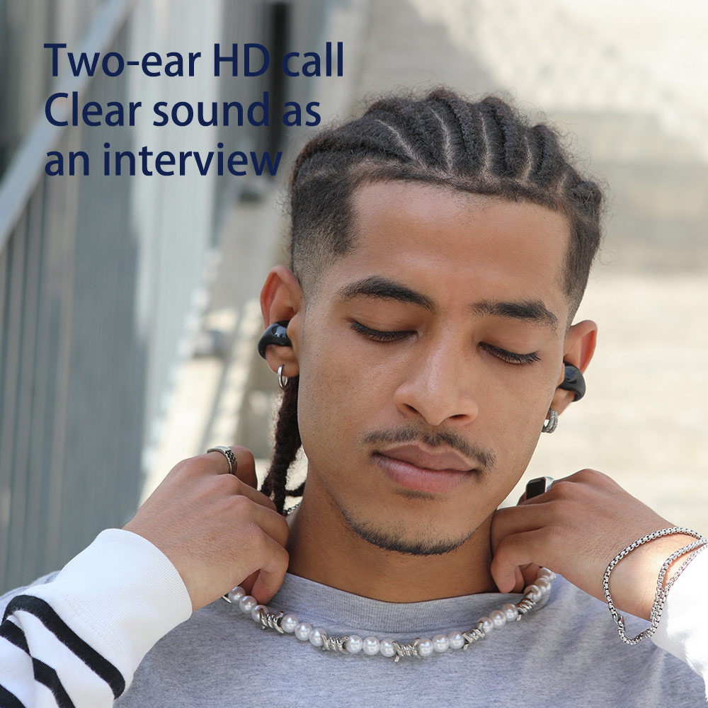 Picture of ROCK Ambie Sound EarCuffs TWS Earphone Bluetooth 5.2 Dual Stereo Touch Control Long Standby HIFI Ear Hook Headset Sport Earbuds (Black)