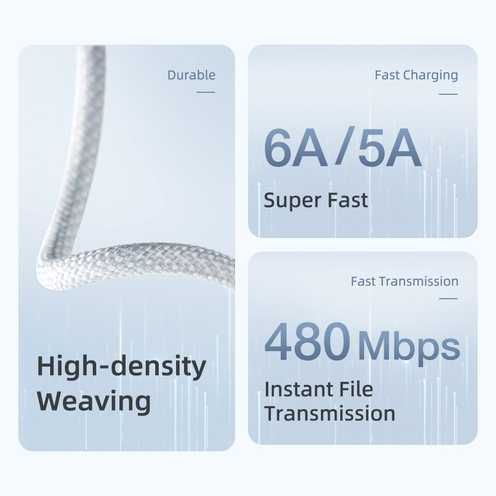 Picture of ROCK USB A to C 66W 6A  Fast Charge Flash Charge Cable for Huawei Honor Xiaomi Samsung Galaxy Ultra 22 (White)