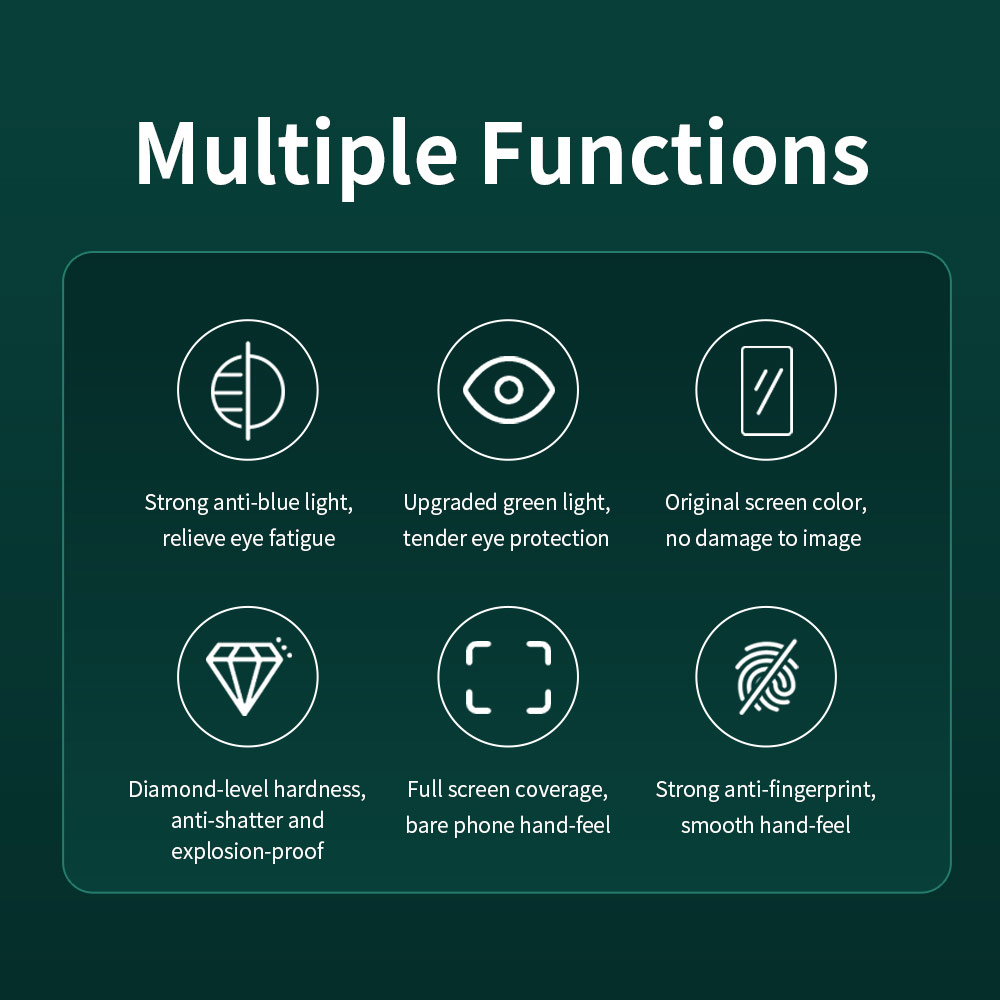 Picture of Apple iPhone 13 Pro Max 6.7  | Rock Full Coverage Diamond Hardness Eye Care Anti Blue Light Tempered Glass for iPhone 13 Pro Max (Green Light Eye Care)