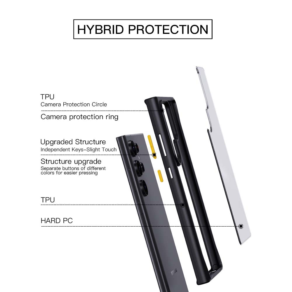 Picture of Samsung Galaxy S23 Ultra Case | Rock Guard Clear Drop Protection Case for Samsung Galaxy S23 Ultra (Clear Black)