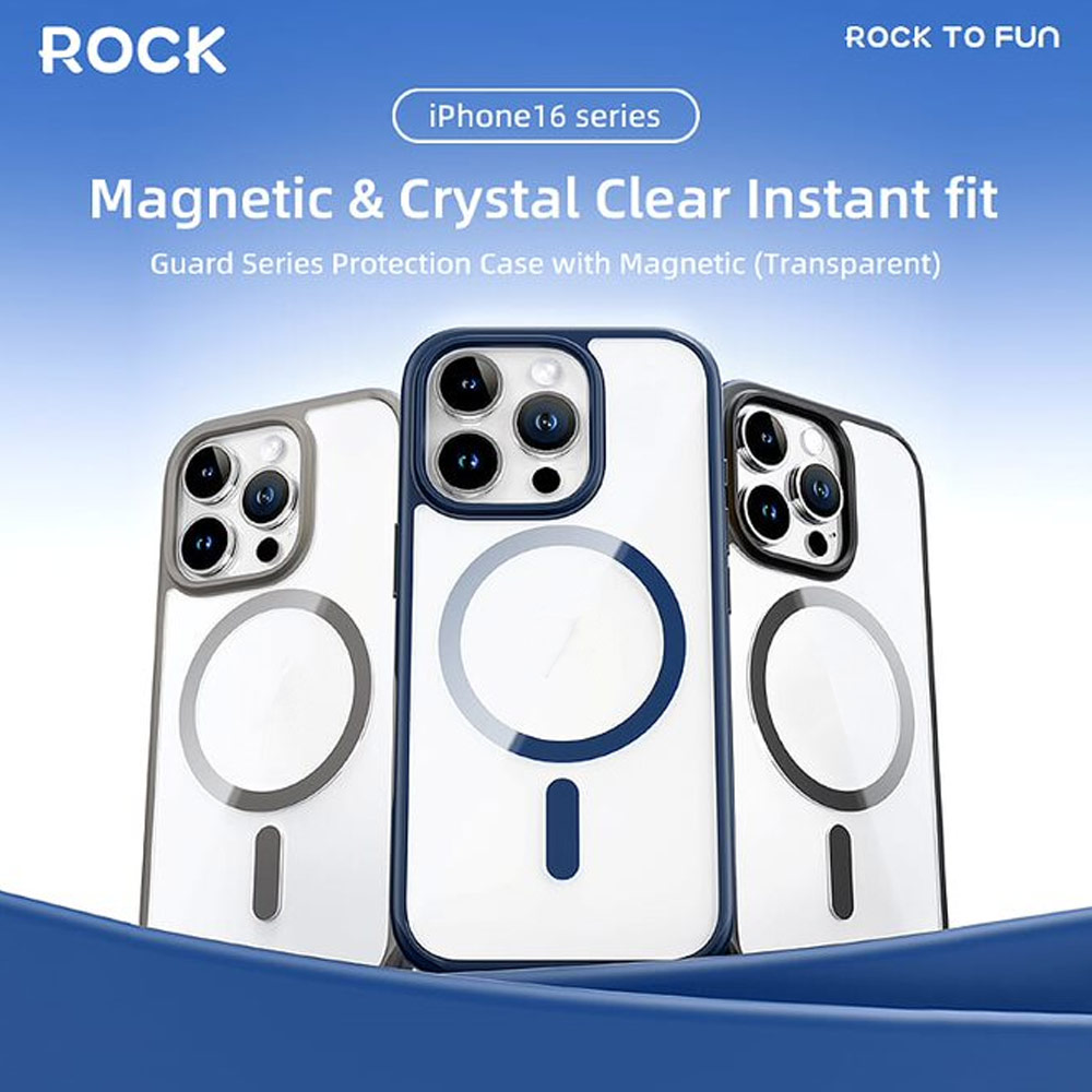 Picture of Apple iPhone 16 Pro Max 6.9 Case | Rock Guard Clear Transparent Magsafe Compatible Drop Protection Case for iPhone 16 Pro Max 6.9 (Clear Grey)