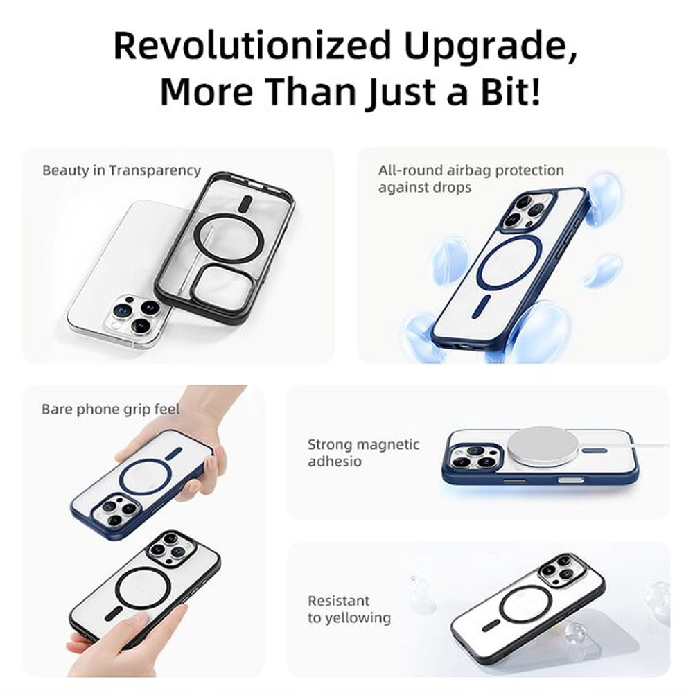 Picture of Apple iPhone 16 Pro Max 6.9 Case | Rock Guard Clear Transparent Magsafe Compatible Drop Protection Case for iPhone 16 Pro Max 6.9 (Clear Grey)
