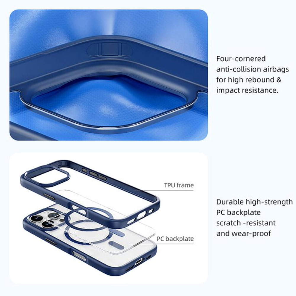 Picture of Apple iPhone 16 Pro Max 6.9 Case | Rock Guard Clear Transparent Magsafe Compatible Drop Protection Case for iPhone 16 Pro Max 6.9 (Clear Grey)