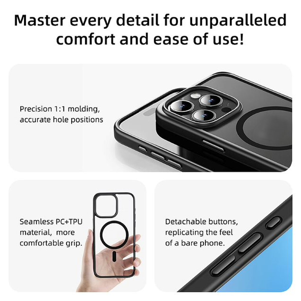 Picture of Apple iPhone 16 Pro Max 6.9 Case | Rock Guard Clear Transparent Magsafe Compatible Drop Protection Case for iPhone 16 Pro Max 6.9 (Clear Grey)