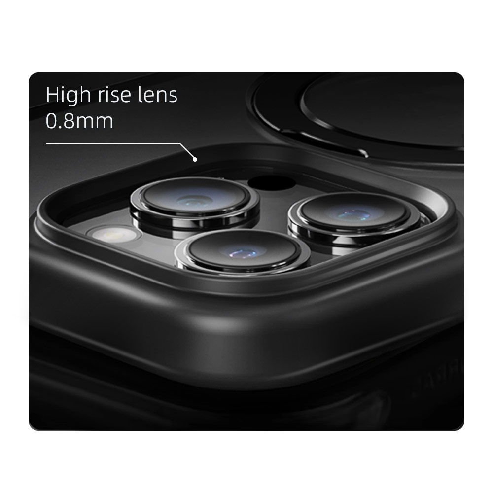 Picture of Apple iPhone 15 Pro 6.1 Case | Rock Guard Magnetic Foldable Ring Stand Drop Protection Case for iPhone 15 Pro 6.1 (Matte Titanium Black)