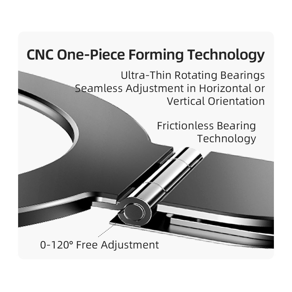 Picture of Apple iPhone 15 Pro 6.1 Case | Rock Guard Magnetic Foldable Ring Stand Drop Protection Case for iPhone 15 Pro 6.1 (Matte Titanium Black)