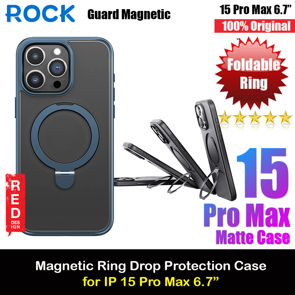 Picture of Rock Guard Magnetic Foldable Ring Stand Drop Protection Case for iPhone 15 Pro Max 6.7 (Matte Titanium Blue) Apple iPhone 15 Pro Max 6.7- Apple iPhone 15 Pro Max 6.7 Cases, Apple iPhone 15 Pro Max 6.7 Covers, iPad Cases and a wide selection of Apple iPhone 15 Pro Max 6.7 Accessories in Malaysia, Sabah, Sarawak and Singapore 